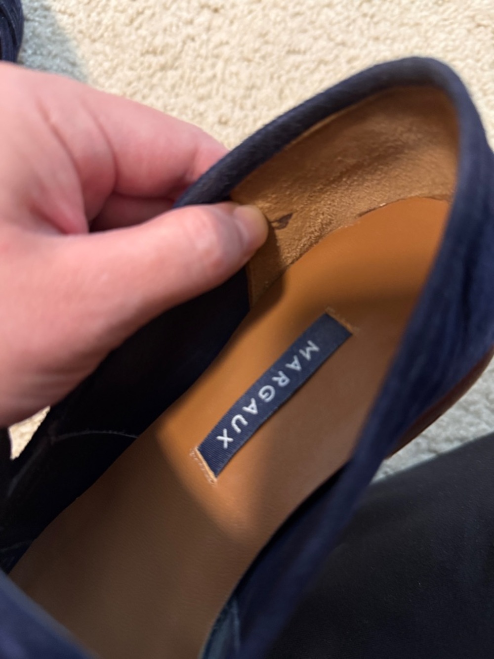 Margaux The Penny - Navy Blue Suede Loafer Flats 36M 6M - Picture 9 of 9